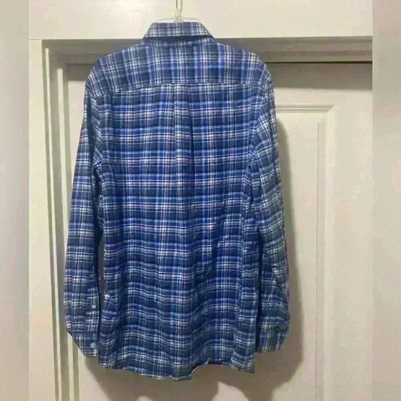 Vineyard Vines Blue Whales Plaid Cotton Flannel Button Down size XL - Picture 3 of 10